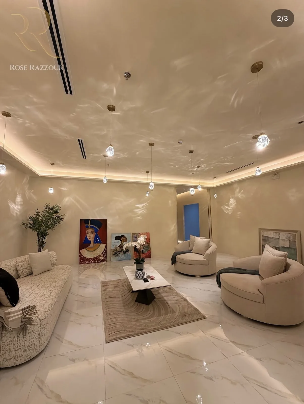 Cream and gold client lounge
