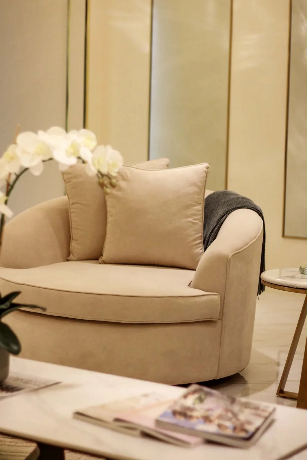 Armchair with orchid