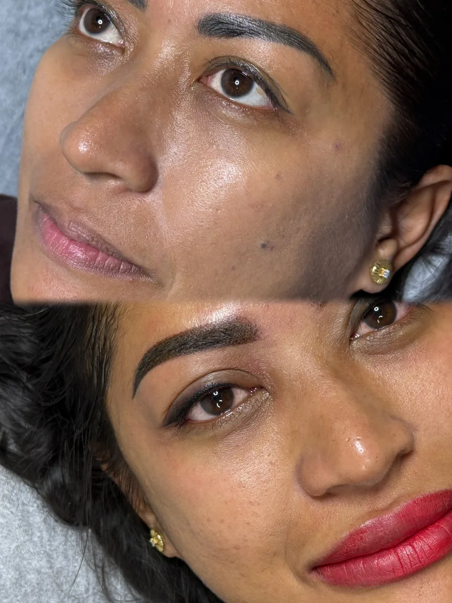 Brows & Lips before and after